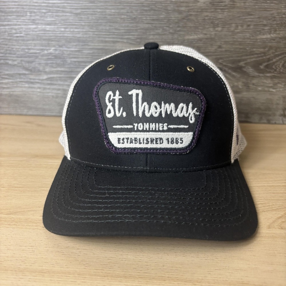 St. Thomas Tommies Hat Cap Snap Back Mens Black White NCAA College Trucker